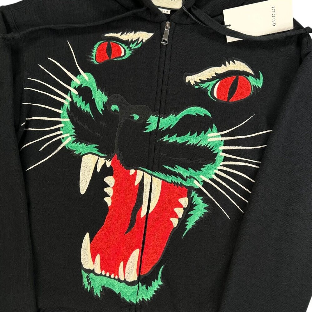NWT Authentic Gucci Jacket Black Jaguar Head Embroidered Zip Up Track Jacket - Picture 5 of 9